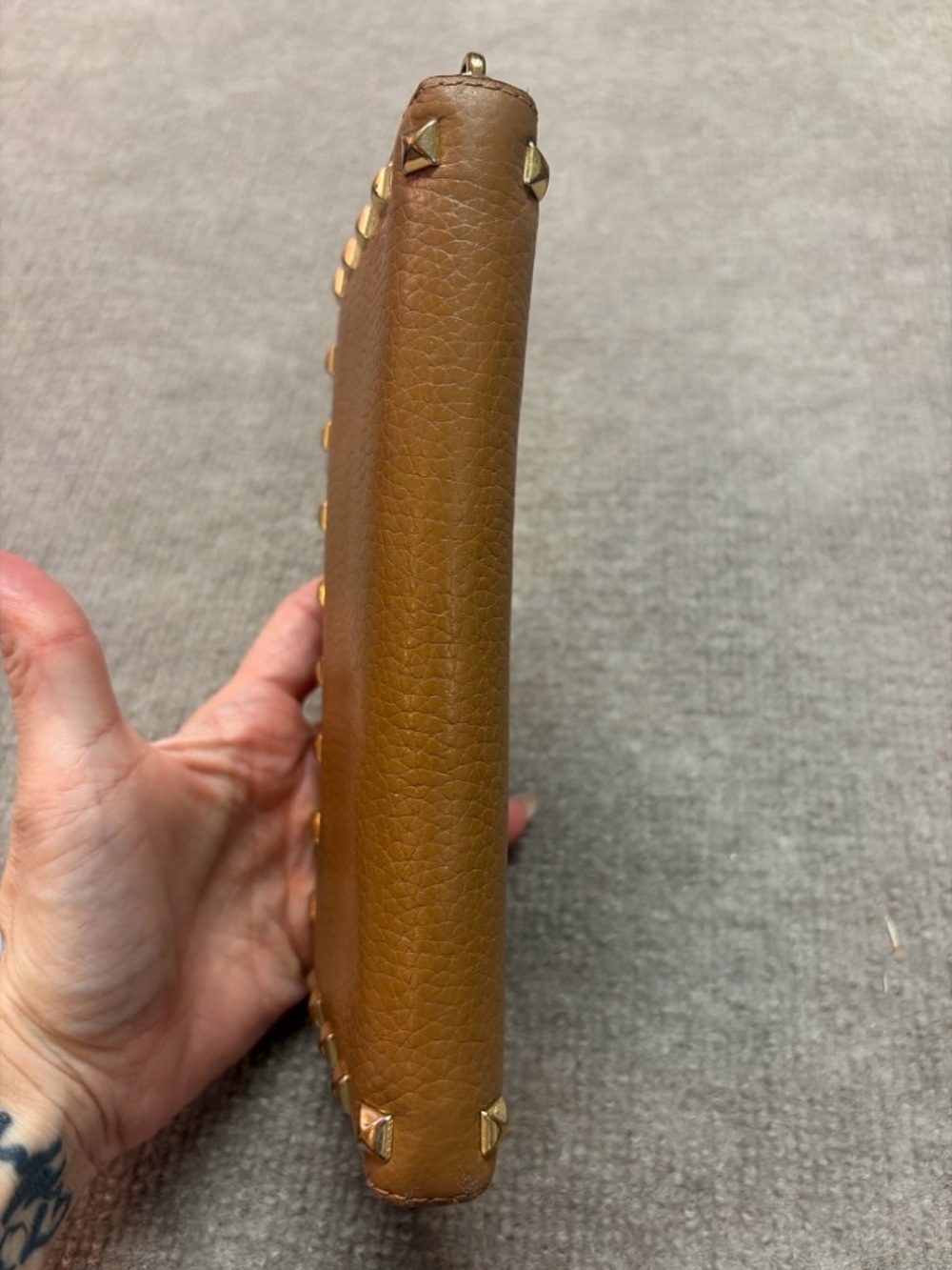 Michael Kors Brown Leather Zip-Around Wallet with Gold Studs - Picture 7 of 7